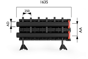 Напольный распределительный коллектор на 3 контура ДУ50/2300/ДУ200